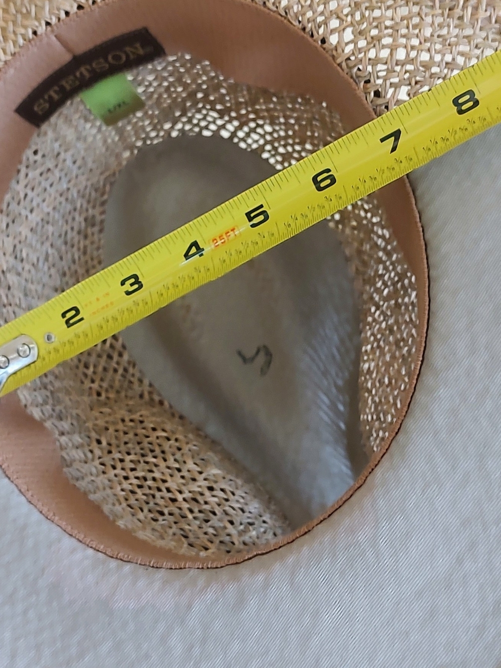 Stetson Straw Fedora Hat with Brown Band - Picture 11 of 14